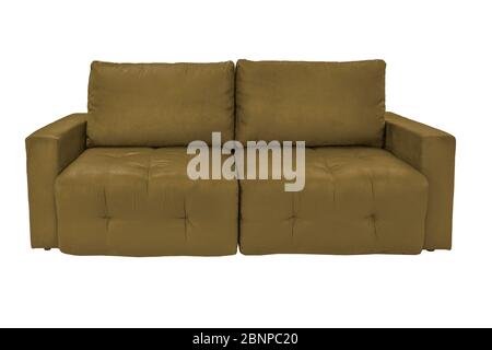 Drei Sitze gemütlich Farbe Stoff sofa auf weißem Hintergrund Stockfoto