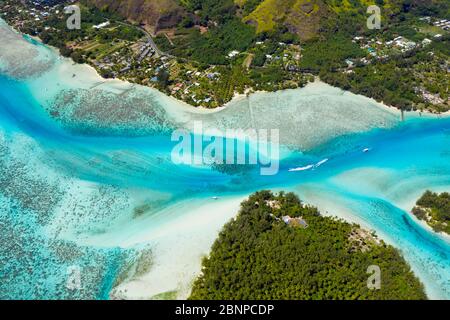 Lagunen im Nordwesten von Moorea, Moorea, Französisch-Polynesien Stockfoto
