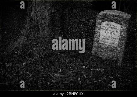 Grabstein für Eltern, Alter Friedhof, Fellbach, Baden-Württemberg, Deutschland Stockfoto