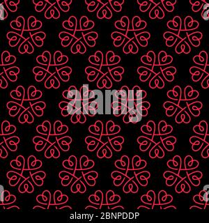 Moderne stilvolle Textur Herz wiederholen nahtloses Muster. Rosa, Schwarz. Perfekt für Hintergründe, Hintergrund, Stoffdesigns, Musterfüllung, Oberflächenmuster Stock Vektor