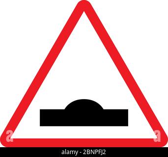 Schild für Stoßdrehzahl. Vektorgrafik Verkehrssymbol. Roter dreieckiger Hintergrund. Ideal für Aufkleber, Etikett, Symbol, Zeichen, Symbol etc. Stock Vektor