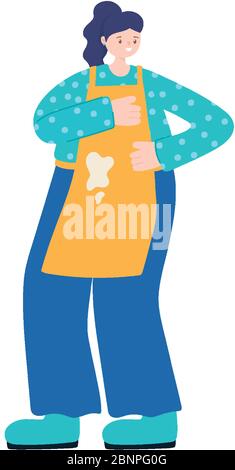 Koch Frau mit Schürze Charakter isoliert Symbol Design Vektor-Illustration Stock Vektor