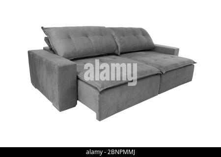 Moderne Farbe Wildleder Sofa isoliert auf weißem Hintergrund Stockfoto