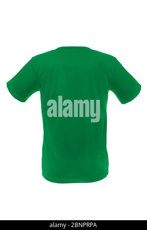 Mockup einer Vorlage in eines Mannes t-shirt Farbe auf weißem Hintergrund Stockfoto