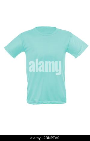 Mockup einer Vorlage in eines Mannes t-shirt Farbe auf weißem Hintergrund Stockfoto