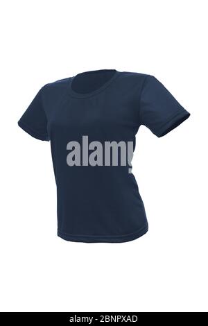 Mockup einer Vorlage von einer Frau, die t-shirt Farbe auf weißem Hintergrund Stockfoto