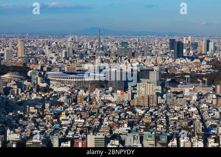 Japan, Honshu, Tokio, Shibuya, Blick vom Shibuya Scramble Square Building, Aussichtsplatz Auf Dem Dach Stockfoto