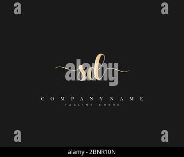 Vektor des ersten Handschriftlogos für SD. Stock Vektor