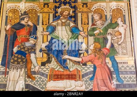 England, London, Westminster, Westminster Cathedral, Chapel of St Gregory und St Augustine, Gemälde, die die Einführung des Evangeliums nach England darstellen Stockfoto