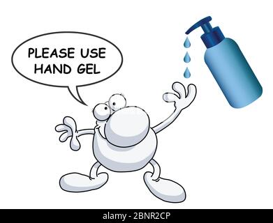 Bitte verwenden Sie antibakterielle Handgel-Nachricht verwendet, um die Ausbreitung von Keimen und Bakterien auf weißem Hintergrund isoliert zu bekämpfen Stockfoto