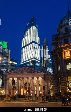 England, London, Die City of London, Die Royal Exchange und Moderne Wolkenkratzer Stockfoto