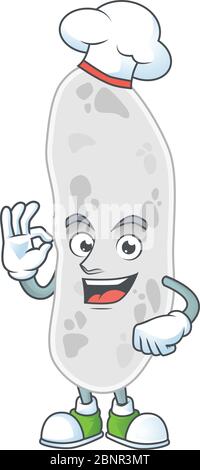 Gemmatimonadetes Chef Cartoon Zeichnung Konzept stolz trägt weißen Hut Stock Vektor