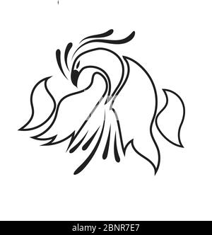 Logo schwarze Vogellinie auf weißem Hintergrund.Vektor-Illustration Stock Vektor