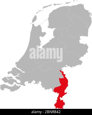 provinz limburg auf der karte der niederlande hervorgehoben. Hintergründe, Geschäftskonzepte. Stock Vektor