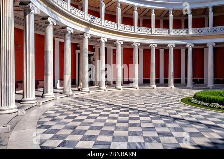 Athen, Griechenland. Der Innenhof des Zappeio-Saals Stockfoto