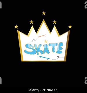 Typografie-Slogan mit Skate für T-Shirt-Druck und Stickerei, Grafik-T-Vektor-Illustration Stock Vektor