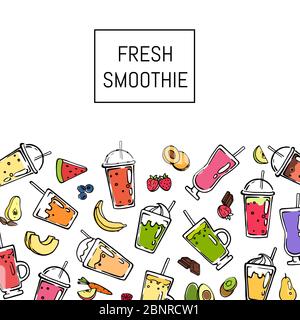 Vektor Doodle frisches Smoothie trinken Hintergrund Illustration Stock Vektor