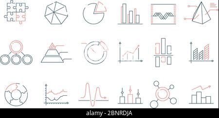 Symbol für Diagrammstatistiken. Finanzgeschäftsdiagramme Bürostatistiken Vektor bunte Linie Trendsymbole Stock Vektor