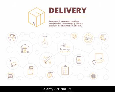 Logistischer Hintergrund. Delivery Service items Paket Transport Lager Vektor Business-Konzept Illustration Stock Vektor