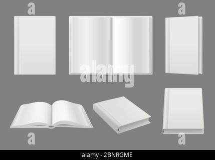 Buchcover-Vorlage. Saubere weiße 3d-Seiten isolierte Broschüre oder Magazin Vektor realistische Modell Stock Vektor