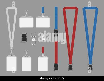 Modell für Sponsorenabzeichen. Business Corporate Card Event Sponsor Abzeichen mit Kordel Lanyard Vektor realistische Illustration Stock Vektor