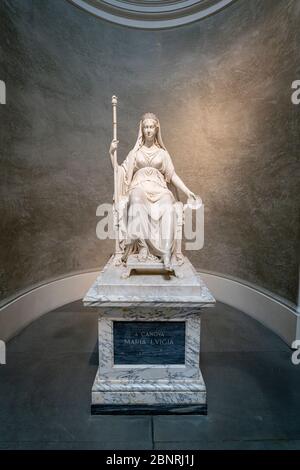 Statue von Maria Luigia, von Antonio Canova. Parma, Emilia Romagna, Italien, Europa. Stockfoto