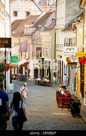 In der Radiceva Straße gibt es mehrere Geschäfte, Cafés und Restaurants. Entlang dieser können Sie auch nach Gornji Grad Stockfoto