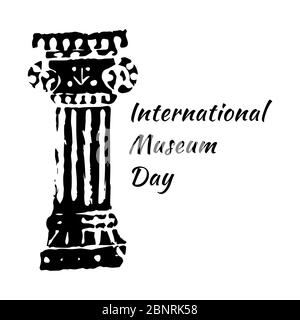 Internationaler Museumstag. Alte Römische Säule. Isoliert auf Weiß Stock Vektor