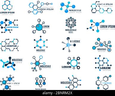 Molekulare Logotypen. Evolution Konzept Formel Chemie Gentechnik Medizin Information Knoten Zelle Vektor Illustrationen Stock Vektor