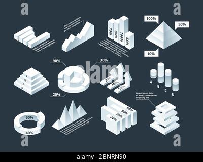 Grafik isometrisch. Infografik Geschäftsdiagramm Diagramme Statistiken Formen Vektor leere Infografik Vorlage Stock Vektor