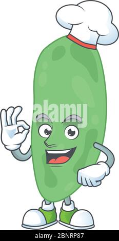 Thermus thermophilus Chef Cartoon Zeichnung Konzept stolz trägt weißen Hut Stock Vektor