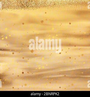 Aquarellpapier in Gold. Flüssiger marmornder Hintergrund. Handgezeichnete Goldstruktur. Luxuriöse goldene Kulisse. Gut für Hochzeitskarten, Dekor, soziale Blogs. Stockfoto