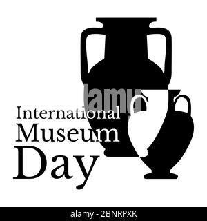 Internationaler Museumstag. Feiertagsname und zwei griechische Vasen Stock Vektor