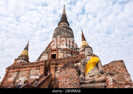 Ayutthaya, Bangkok / Thailand - 9. Februar 2020: Name dieses Tempels Wat Yai Chai Mongkhon der buddhistische Tempel befindet sich in der Provinz Ayutthaya, Bangkok Stockfoto