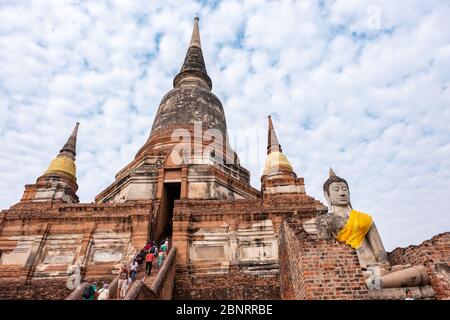 Ayutthaya, Bangkok / Thailand - 9. Februar 2020: Name dieses Tempels Wat Yai Chai Mongkhon der buddhistische Tempel befindet sich in der Provinz Ayutthaya, Bangkok Stockfoto