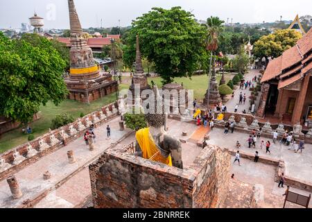 Ayutthaya, Bangkok / Thailand - 9. Februar 2020: Name dieses Tempels Wat Yai Chai Mongkhon der buddhistische Tempel befindet sich in der Provinz Ayutthaya, Bangkok Stockfoto