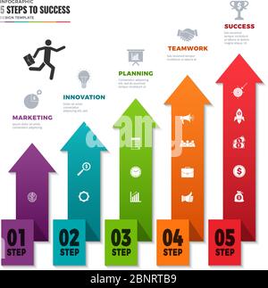 Erfolgsgrafik. Highway Chart Road mit Info Points, Business Infographic Element Vektor Vorlage Stock Vektor