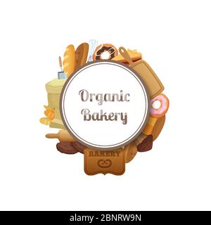 Vektor Cartoon Bäckerei unter Kreis mit Platz für Text-Illustration Stock Vektor