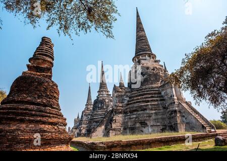 Name dieses Ortes 'Wat Phra Si Sanphet Tempel' der buddhistische Tempel in der Provinz Ayutthaya, Bangkok Stockfoto