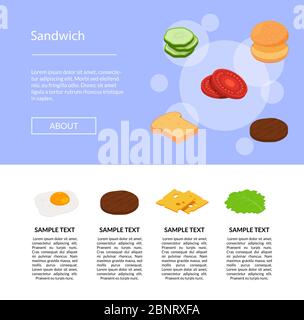 Vector isometrische Burger Zutaten von Set isoliert Stock Vektor