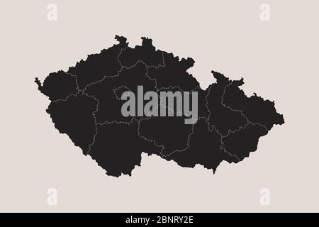 Karte von tschechien. Europäisches Land. Schwarzer, kaffeeweißer Hintergrund. Perfekt für Geschäftskonzepte, Hintergründe, Hintergrund, Poster, Aufkleber, Banner Stock Vektor