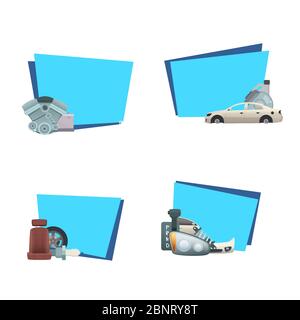 Vektor Autoteile Aufkleber mit Platz für Text-Set-Illustration Stock Vektor