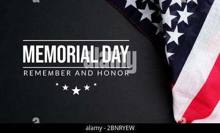 Memorial Day USA Grußkarte. Erinnern und ehren Sie mit amerikanischer Flagge Stockfoto