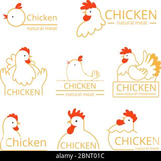 Pollo-Logo. Design Vorlage von Identitätsbildern mit Bauernhof Vögel Hühner und Hähne Vektor Lebensmittel-Logo Stock Vektor