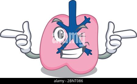 Cartoon-Design der Lunge zeigt lustige Gesicht mit Augenzwinkern Stock Vektor