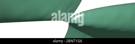 Ultra breites Bild aus meergrünen monochromen 3D gekrümmten abstrakten Hintergrund Bild aus schlichten gefleckten Mustern mit Schatten gemacht Stockfoto