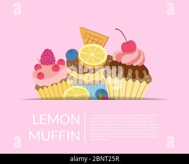 Vektor niedlich Cartoon Muffins oder Cupcakes Hintergrund mit Platz für Text Stock Vektor