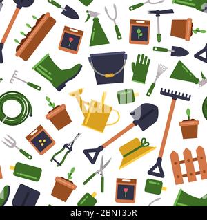 Vektor flache Garten Symbole Muster Hintergrund Illustration Stock Vektor