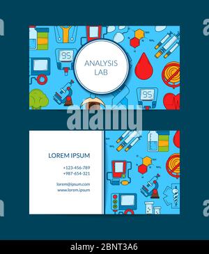 Vektor farbige Diabetes Symbole Visitenkarte Vorlage Stock Vektor