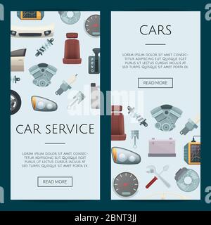 Vektor Autoteile Web Banner Vorlagen Illustration Stock Vektor